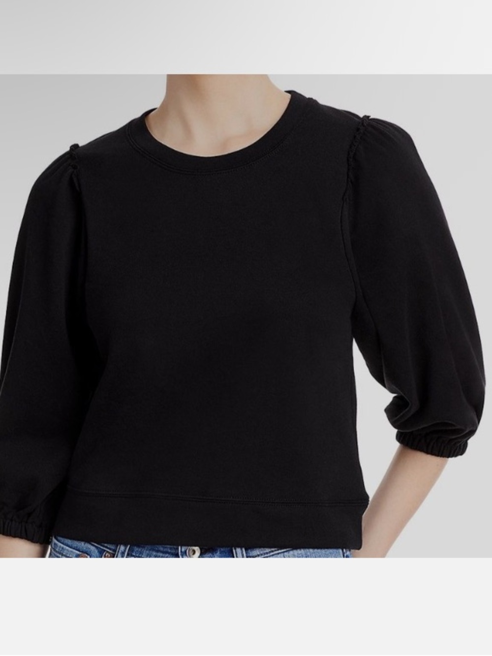 Splendid Black Puff Sleeve Top